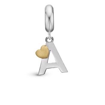 Christina Initial charm med hjerte, A