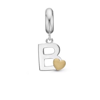 Christina Initial charm med hjerte, B