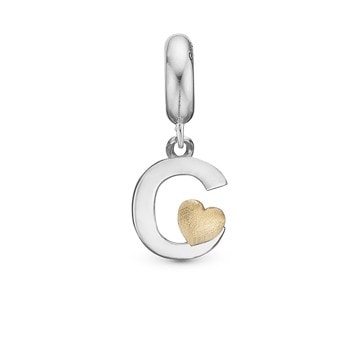 Christina Initial charm med hjerte, C