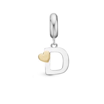 Christina Initial charm med hjerte, D
