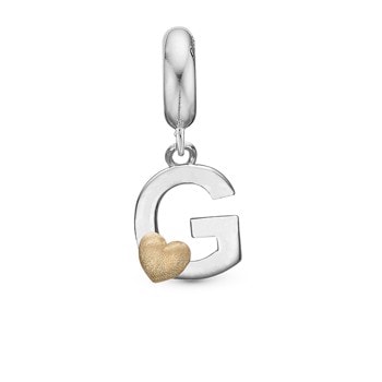 Christina Initial charm med hjerte, G
