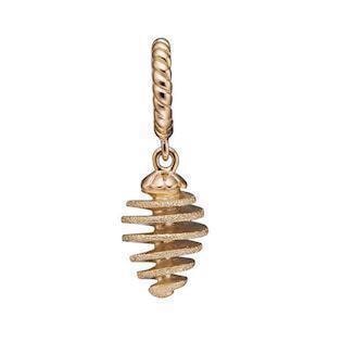 Christina Collect forgyldt sølv twisted dråbe charm til sølvarmbånd, Twisted Drop med rustik overflade, model 623-G145