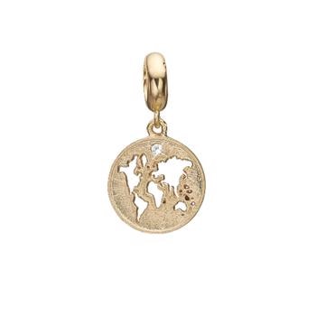 Christina Collect forgyldt sølv charm, Verden med Klima venlig diamant-The World-med rustik overflade, model 623-G179
