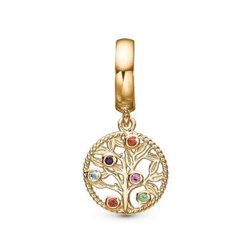 forgyldt sølv My Family Tree charm til 4 mm læder-og sølvarmbånd