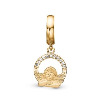 Forgyldt sølv Dreaming Angel charm til 4 mm læder-og sølvarmbånd