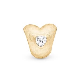 Forgyldt sølv Precious Heart charm til 4 mm læder-og sølvarmbånd