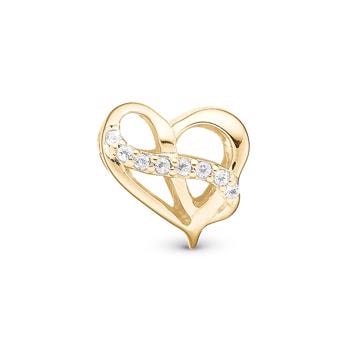Forgyldt sølv Heart with Eternity charm til 4 mm læder-og sølvarmbånd