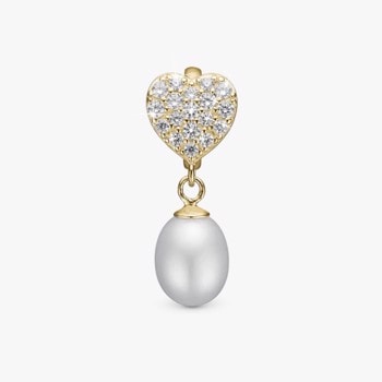 Christina Jewelry, forgyldt charm til sølvarmbånd eller 4 mm slim læderarmbånd - Sparkling Heart