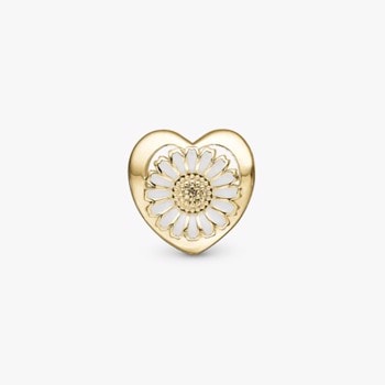 Christina Jewelry, forgyldt sølv charm til sølvarmbånd eller 4 mm slim læderarmbånd - Daisy Flower