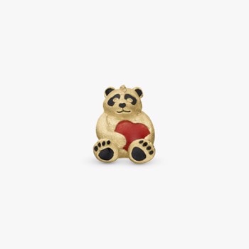 Christina Jewelry, Forgyldt sølv charm til sølvarmbånd eller 4 mm slim læderarmbånd - Panda