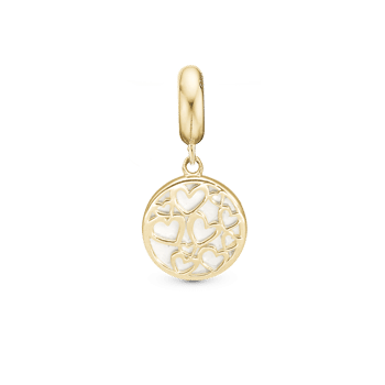 Magic Hearts charm, Forgyldt Sølv-Charm til 4 mm Christina armbånd