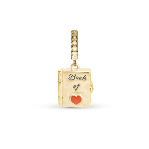 Book of Love charm, Forgyldt Sølv-Charm til 4 mm Christina armbånd