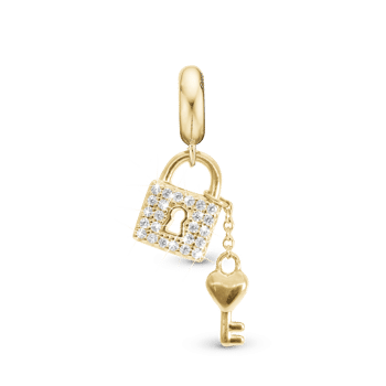 Unlock my Heart charm, Forgyldt Sølv - Charm til 4 mm Christina armbånd
