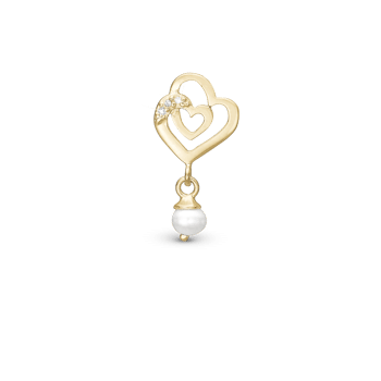 Two Hearts charm, Forgyldt Sølv - Charm til 4 mm Christina armbånd