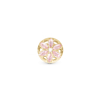 Sparkling Pink Flower charm, Forgyldt Sølv - Charm til 4 mm Christina armbånd