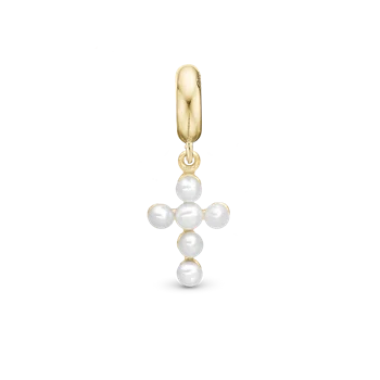 Pearl cross charm, Forgyldt Sølv-Charm til 4 mm Christina armbånd