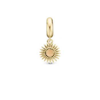 Glow in the dark - Sun charm, Forgyldt Sølv - Charm til 4 mm Christina armbånd