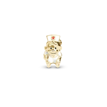 Cute monkey-Nurse charm, Forgyldt Sølv-Charm til 4 mm Christina armbånd