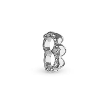 sølv Double Hearts charm til 4 mm læder-og sølvarmbånd