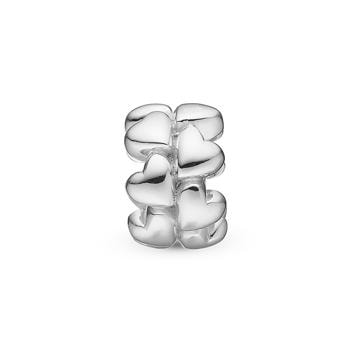 sølv Hearts & Love charm til 4 mm læder-og sølvarmbånd