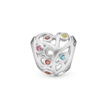 sølv Family Tree Heart charm til 4 mm læder-og sølvarmbånd