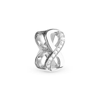 sølv Eternity Double charm til 4 mm læder-og sølvarmbånd