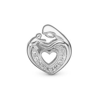 Sølv Mother & Heart charm til 4 mm læder-og sølvarmbånd