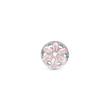 Sparkling Pink Flower charm, Sølv - Charm til 4 mm Christina armbånd