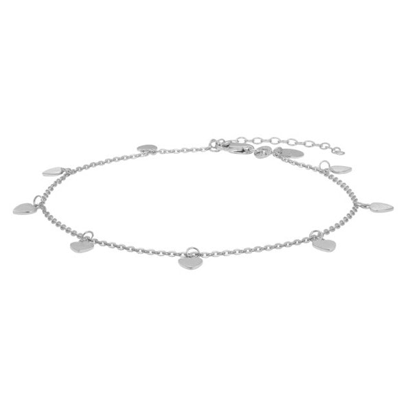 Nordahl\'s DISC52 elegant ankelkæde i rhodineret sølv med små hjerte-led