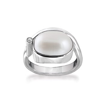 Rabinovich Majestic White sterling sølv fingerring med Ferskvandsperler og Zirkonia