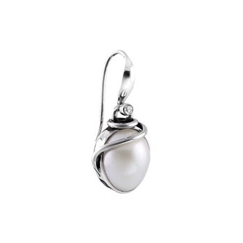 Rabinovich Majestic White sterling sølv ørering med Ferskvandsperle og Zirkonia