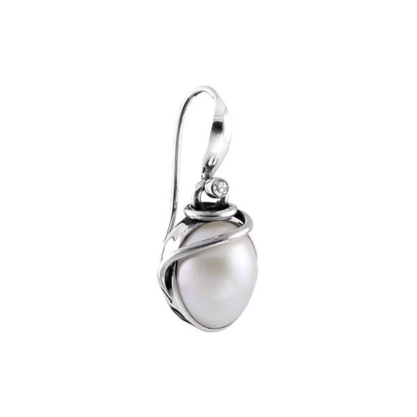 Rabinovich Majestic White sterling sølv ørering med Ferskvandsperle og Zirkonia