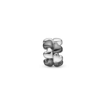 Hearts & love sølv og sort sølv charm til 6 mm læderarmbånd fra Christina Collect