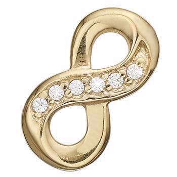 Christina Collect forgyldt sølv Evigheds charm med 6 hvide ægte topaser, Eternity Double charm med glat overflade, model 630-G164