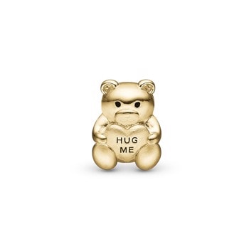 Hug Me Bear forgyldt sølv læderarmbånds charm, fra Christina Collect
