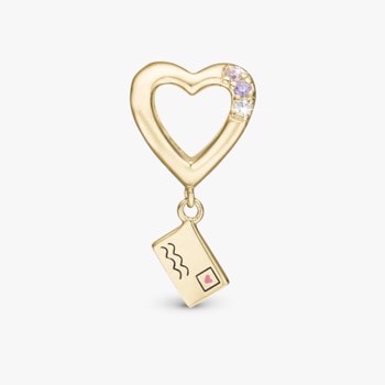 A Love Letter Pendant, forgyldt sølv charm til 6 mm læderarmbånd fra Christina Collect