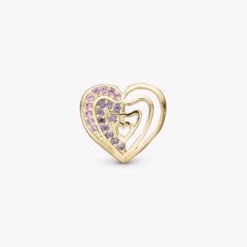 Rainbow Kiss, forgyldt sølv charm til 6 mm læderarmbånd fra Christina Collect