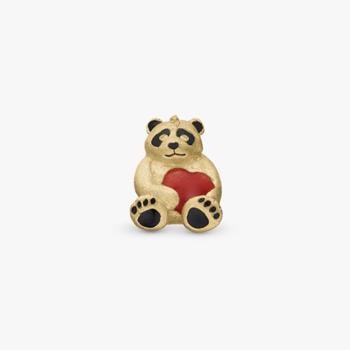 Panda, forgyldt sølv charm til 6 mm læderarmbånd fra Christina Collect
