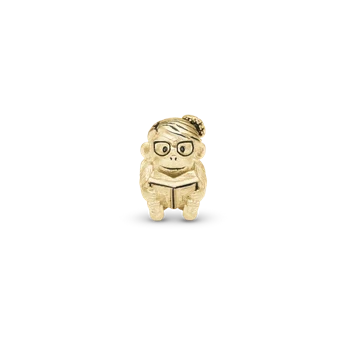 Cute monkey-Student  forgyldt sølv charm til 6 mm læderarmbånd fra Christina Collect
