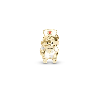 Cute monkey-Nurse forgyldt sølv charm til 6 mm læderarmbånd fra Christina Collect
