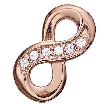 Christina Collect rosaforgyldt sølv Evigheds charm med 6 hvide ægte topaser, Eternity Double charm med blank overflade, model 630-R164