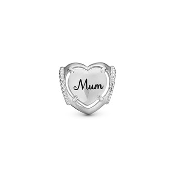 Mum I Love You sølv læderarmbånds charm, fra Christina Collect
