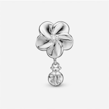 Flower & Ladybird, sølv charm til 6 mm læderarmbånd fra Christina Collect