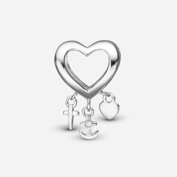 Christina Jewelry, charm til sølvarmbånd eller 4 mm slim læderarmbånd-My Faith, Hope and Love