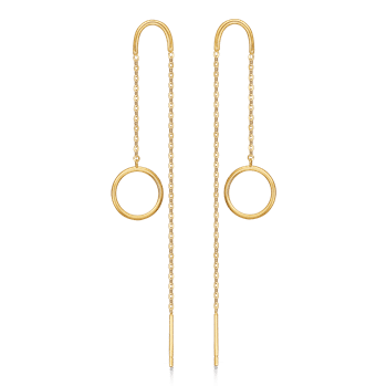 Smukke 8 kt guld ørehænger med cirkel og kæde fra Støvring Design