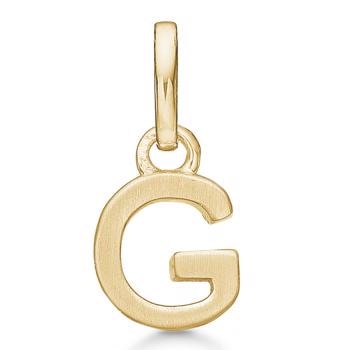 Bogstav vedhæng 8 mm, G i 8 karat guld med mat og blank side