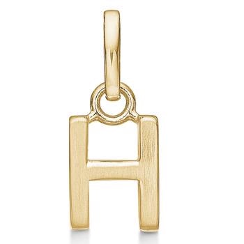 Bogstav vedhæng 8 mm, H i 8 karat guld med mat og blank side