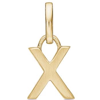 Bogstav vedhæng 8 mm, X i 8 karat guld med mat og blank side
