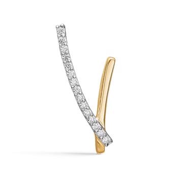 Bogstav vedhæng 15 mm, V i 8 karat guld med zirkonia