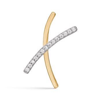 Bogstav vedhæng 15 mm, X i 8 karat guld med zirkonia